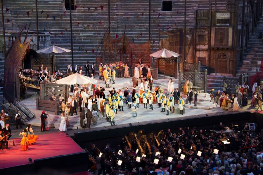 From Lake Garda: Verona Arena Opera Ticket with Transfer - Choosing food, water, and a seat cushion