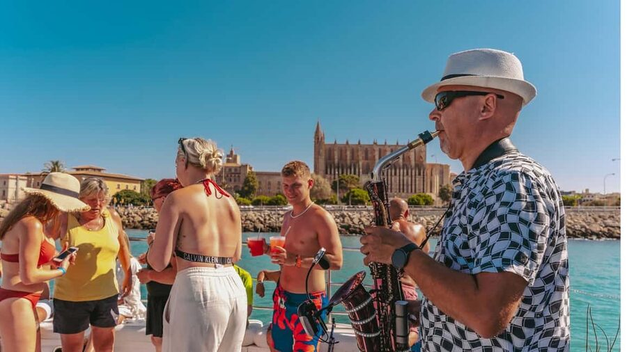 From Magaluf: Palma Bay Sightseeing Cruise with Live Music - A Mediterranean buffet with Spanish omelette
