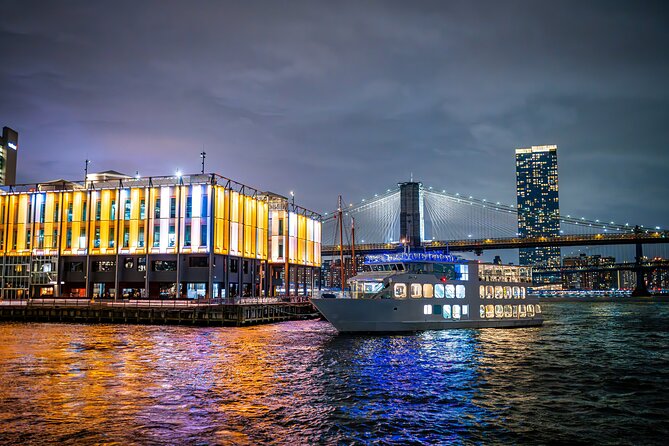 New York City Dinner Cruise on Luxury Yacht with Live Music - The Brooklyn Bridge and Manhattan Bridge from below