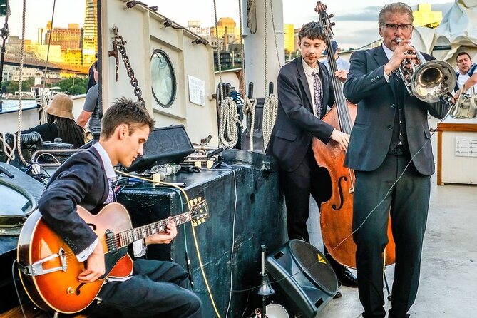 New York City Sunset Jazz Sail aboard Clipper City - Sailing the lower harbor with Manhattan in view