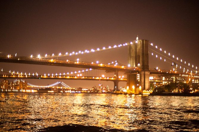 New York City Sunset Jazz Sail aboard Clipper City - Brooklyn Bridge, Manhattan Bridge, and the waterfront return