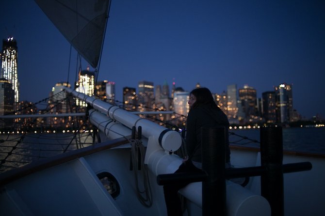 New York Harbor Wine and Jazz Sail aboard Clipper City - Passing beneath the Brooklyn Bridge