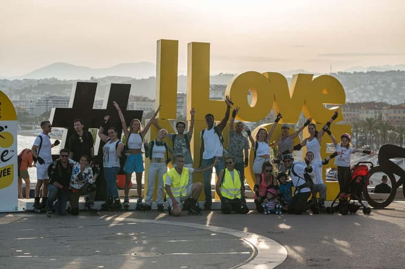 Nice: Sunset rollerblading tour, local socca, and live music! - The coast, the #ILoveNICE sign, and sunset