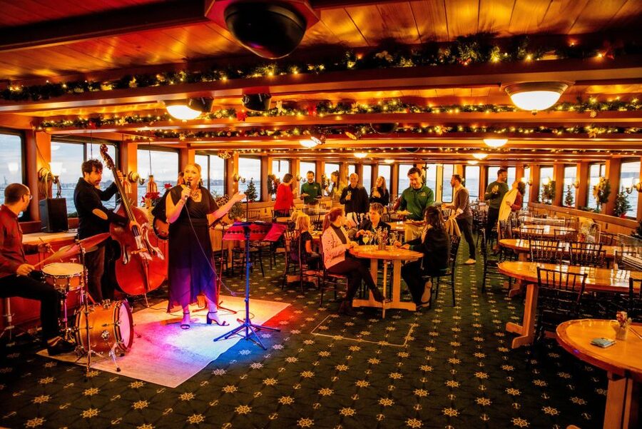 NYC: Holiday Yacht Cruise with Jazz, Cocoa & Carols - Governor’s Island, Ellis Island, and the harbor
