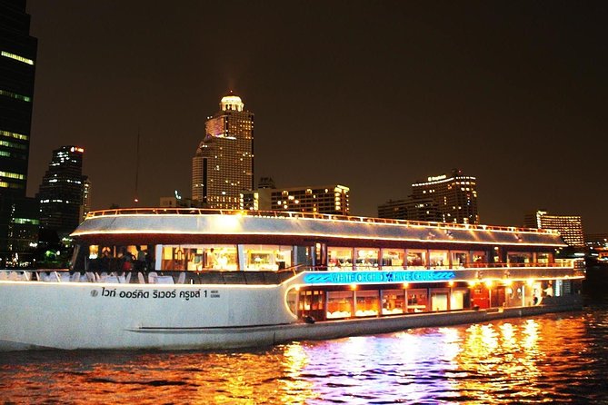 White Orchid Dinner Cruise at Bangkok with Pickup & Live Music - From hotel pickup to River City Bangkok